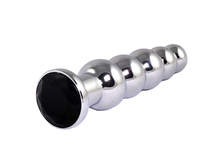 Metalne analne kuglice sa crnim cirkonom — 13,9 cm — FT001060